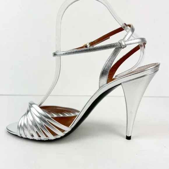 Saint Laurent Tina Strappy Leather High Heel Sandals NIB Size 39.5 US 9.5 - Picture 4 of 9